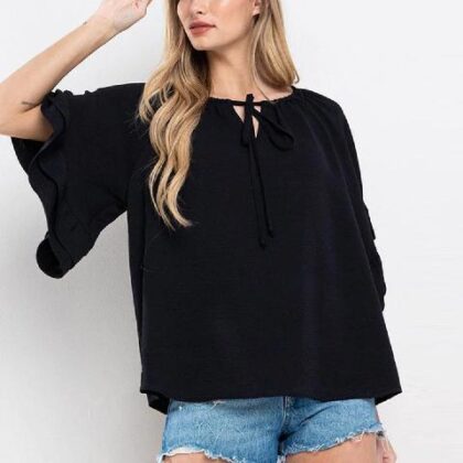 BLUSA NEGRA HOLGADA CUELLO AJUSTABLE