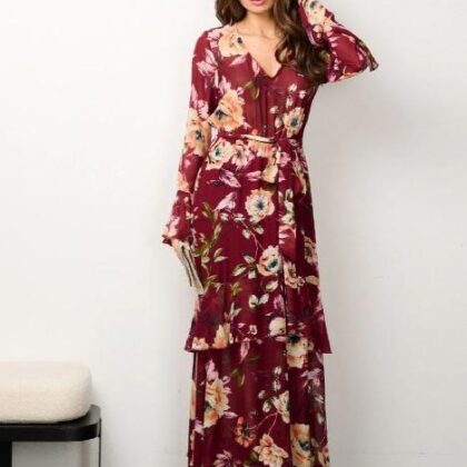 VESTIDO FLORAL MNG LARGA OLAN EN FALDA