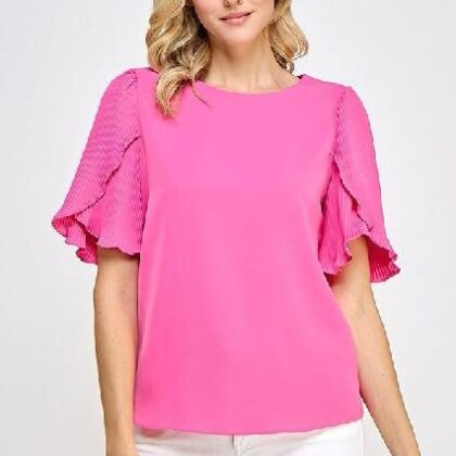 BLUSA ROSA MNG CORTA TABLEADA