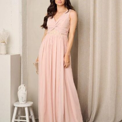 VESTIDO BLUSH DE GALA PECHO NUDO