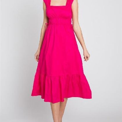 VESTIDO FUCSIA PECHO CUADRO SIN MNG