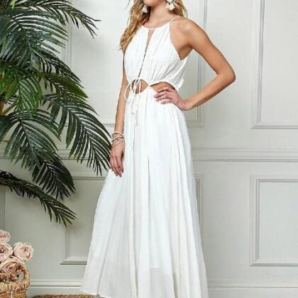 VESTIDO HALTER PECHO Y ESPALDA AJUSTABLE