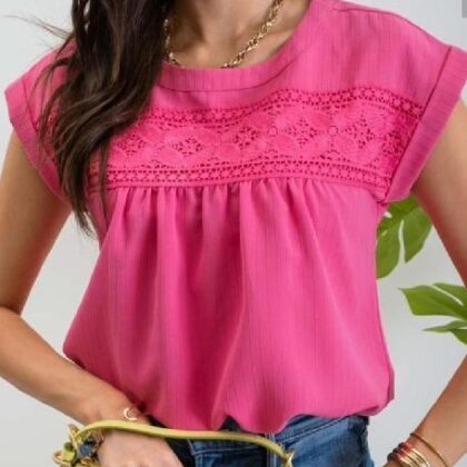 BLUSA FUCSIA PECHO ENCAJE