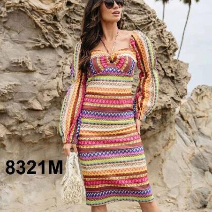 VESTIDO BORDADO MULTI COLOR PRCHO AJUSTABLE