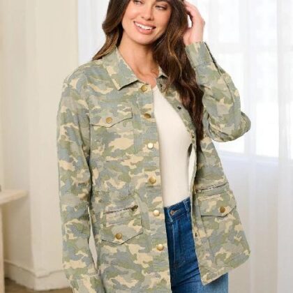 CHAQUETA VERDE CAMUFLAJE BOLSILLOS CARGO