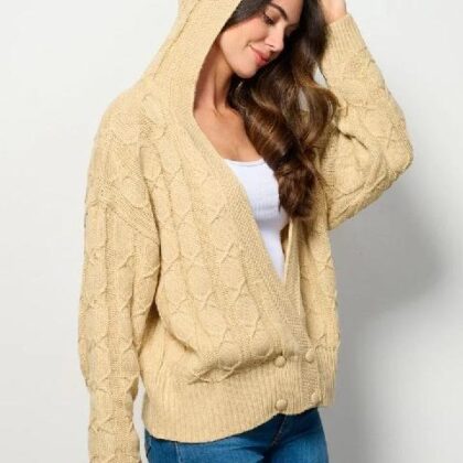 SUETER BEIGE DE PUNTO CON CAPUCHA