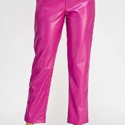 PANTALON FUCSIA VINIL, RECTO