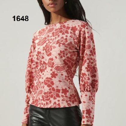 BLUSA ROSA FLORES TINTAS MNG LARGA