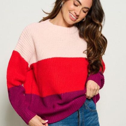 CARDIGAN ROSA TRICOLOR TEJIDO