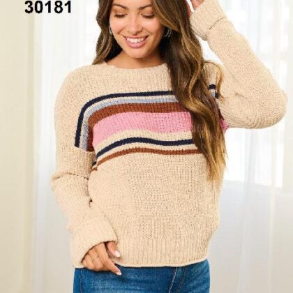 SUETER BEIGE PECHO MULTI COLOR DE PUNTO