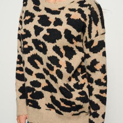 SUETER BIEGE LEOPARDO CUELLO REDONDO