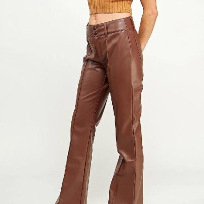 PANTALON MARRON VINIPIEL, RECTO