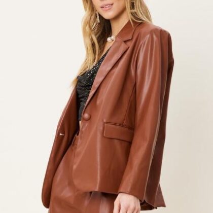 BLAZER CAMEL UN BOTON DE PIEL