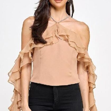 BLUSA MNG OLANES, GARGANTILLA BRILLOS