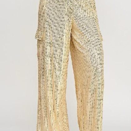 PANTALON DORADO LENTEJUELAS, CARGO